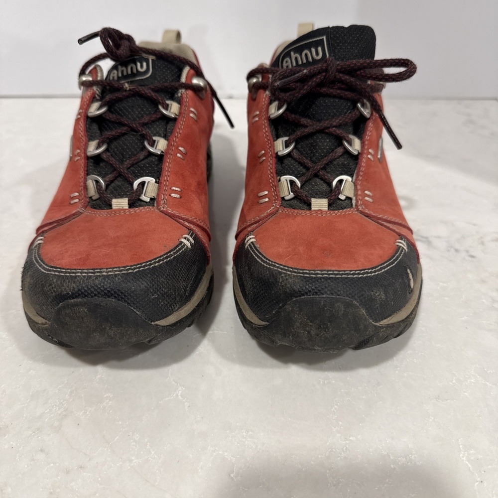 Ahnu Montara Womens Waterproof Hiking Shoes Red Nubuck Vibram AF2177EWI Size 8.5
